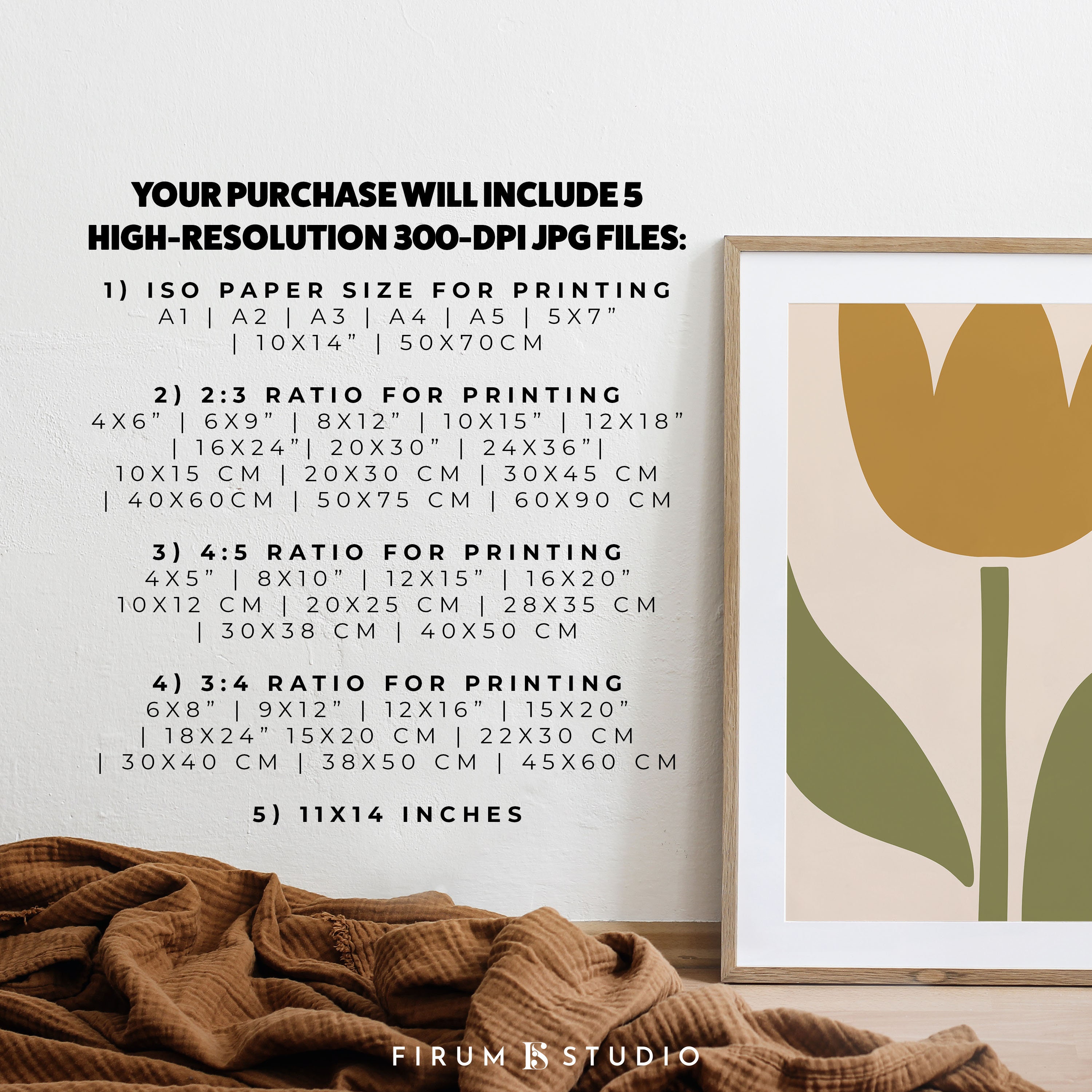 Tulip Wall Art, Abstract Floral, Digital Print, Boho Color Wall Art ...