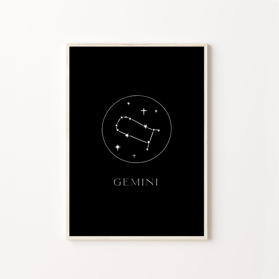 Zodiac Sign Print, Gemini Wall Art, Astrology Poster, Minimalist Poster