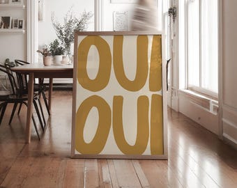 Oui Typography Printable Wall Art - Ochre Yellow French Boho Decor | 1904