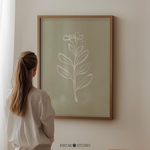 Sage Green Decor, Abstract Botanical, Downloadable Print, Flowers Line Art, Botanical Line Art, Sage Green Wall Art, Minimal Poster | 1024