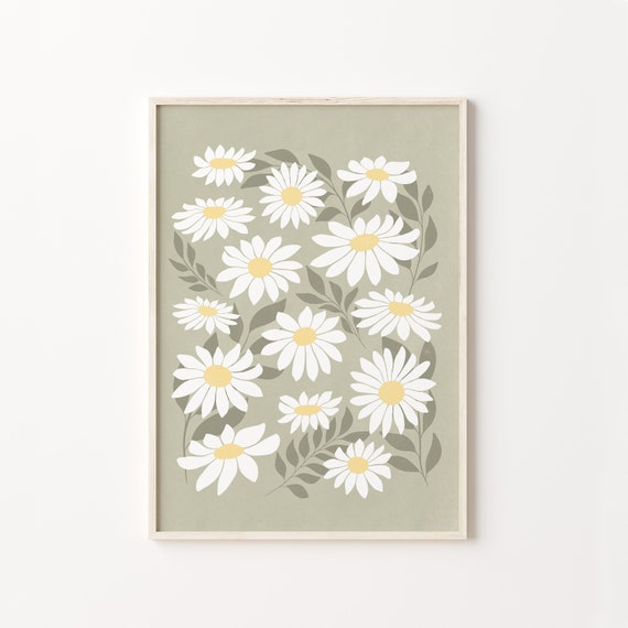 Salbeigrün Dekor, druckbare Wandkunst, Gänseblümchen Wandkunst, Blumen  Poster, Blumen Kunstdruck, Gänseblümchen druckbar, Salbeigrün Wandkunst  Daisy Art Print - Etsy Schweiz