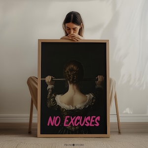 No Excuses Motivational Printable Fitness Wall Art - Playful Colorful Fitness Art & Exercise Motivation | Quirky Fitness Decor | 1430