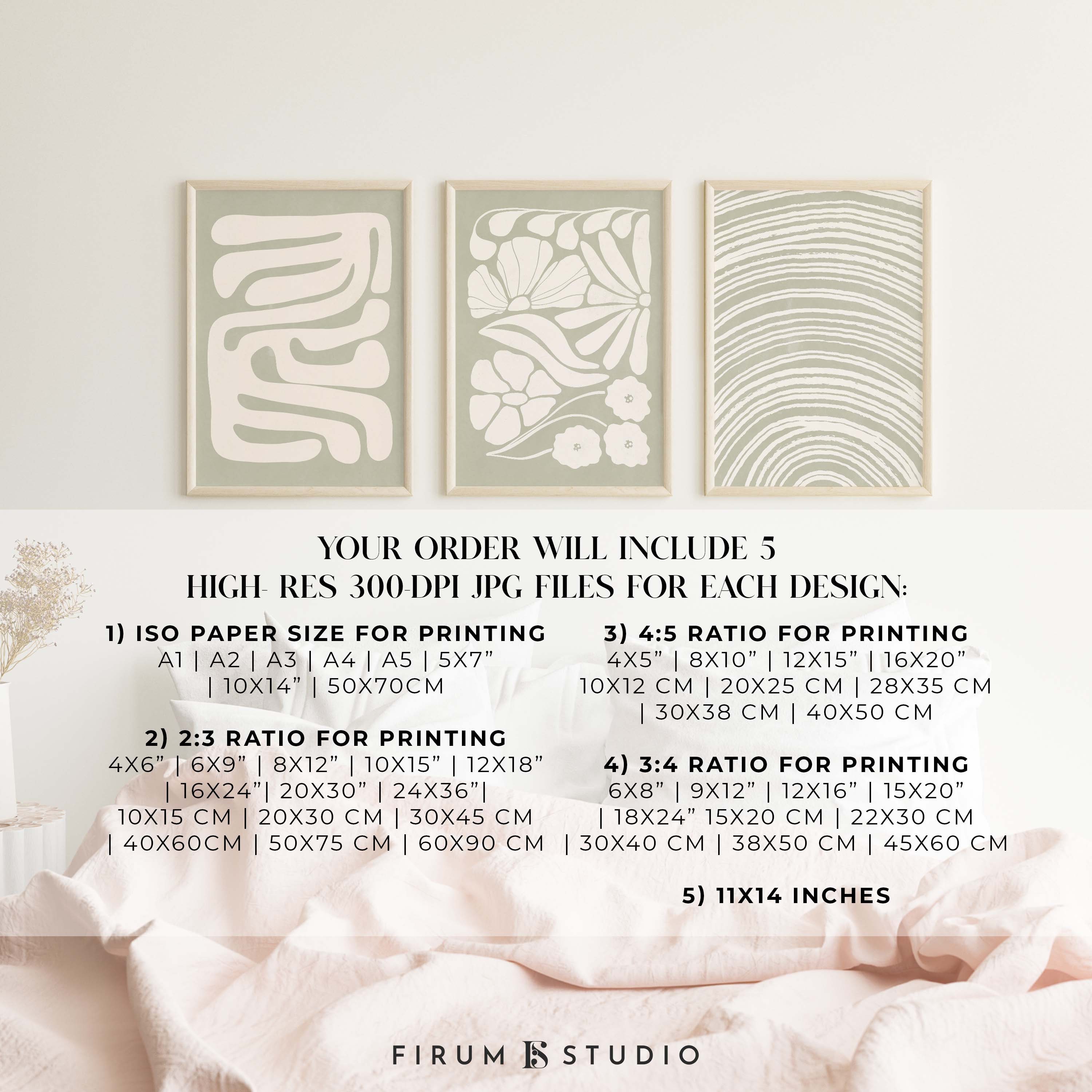 Sage Green Abstract, Japandi Printable, Boho Set of 3 Prints, Light ...