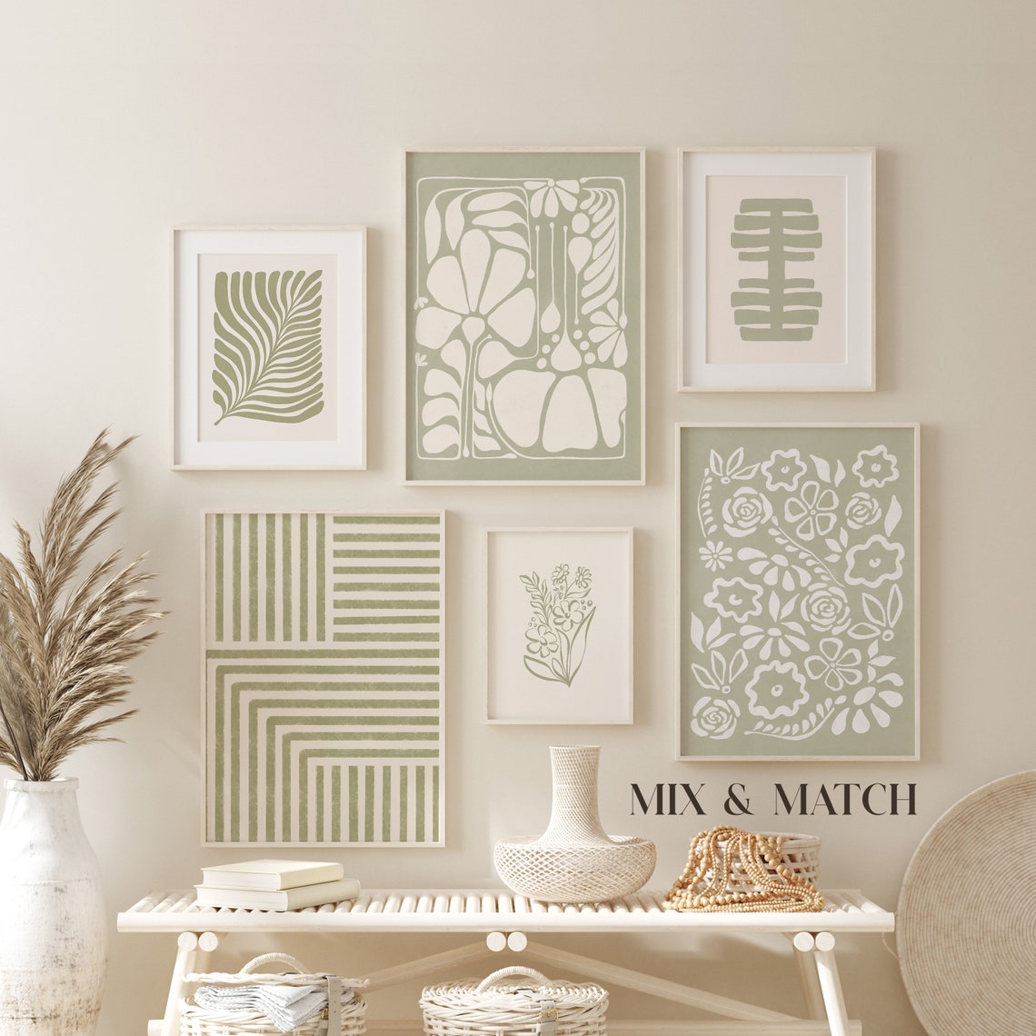 Sage Green Wall Art Downloadable Print Geometric Art Print | Etsy