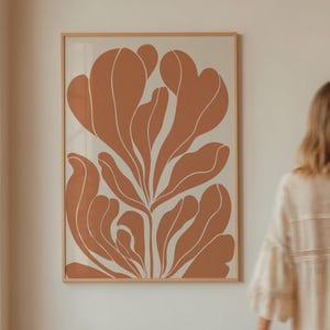 Burnt Orange Abstract Floral Art - Modern Boho Earth Tones Printable Decor | Digital Botanical Terracotta Prints for Warm Aesthetic | 1875