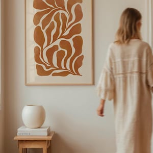Gebrannte Orange Botanische druckbare Wandkunst, moderne abstrakte botanische Kunstdruck, Erdtöne Plakat, Mitte des Jahrhunderts botanisches Wanddekor | 0800