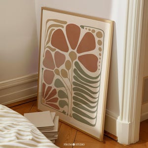 Warm Tones Botanical Print, Boho Floral Art, Eclectic Living Room Decor, Digital Download | 1047