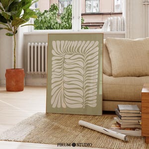 Abstract Botanical Sage Green Decor, Printable Large Abstract Print, Organic Minimalist Botanical Poster, Sage Green Wall Art | 1022