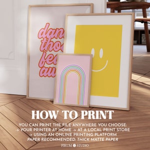 Colourful Retro Printable Wall Art Set of 6, Preppy Gallery Wall Set ...