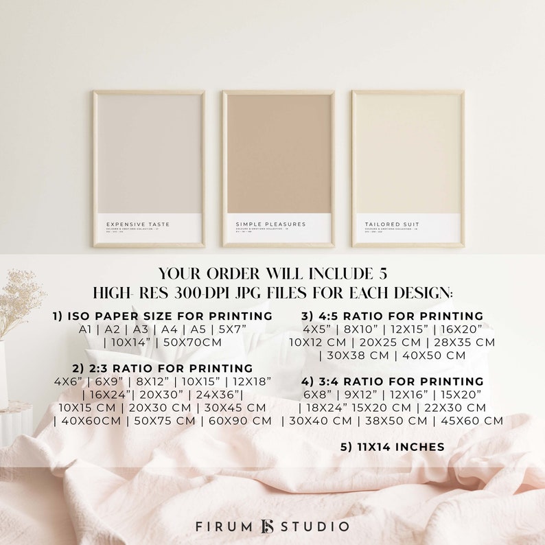Neutral Colors Set, Printable Set of 3, Light Aesthetic Art, Digital ...