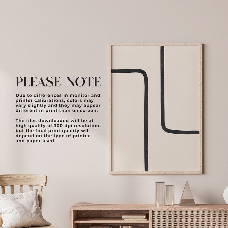 Beige Black Wall Art Instant Download Minimalist Lines Art Etsy