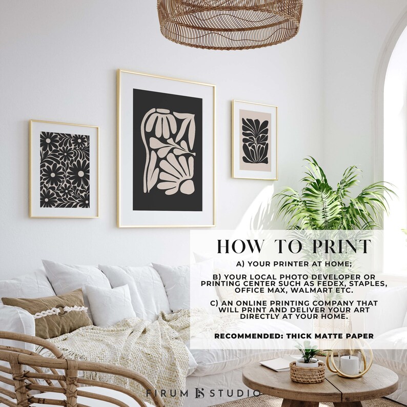 Modern Gallery Wall Wall Art Set of 3 Botanical Print Set Etsy