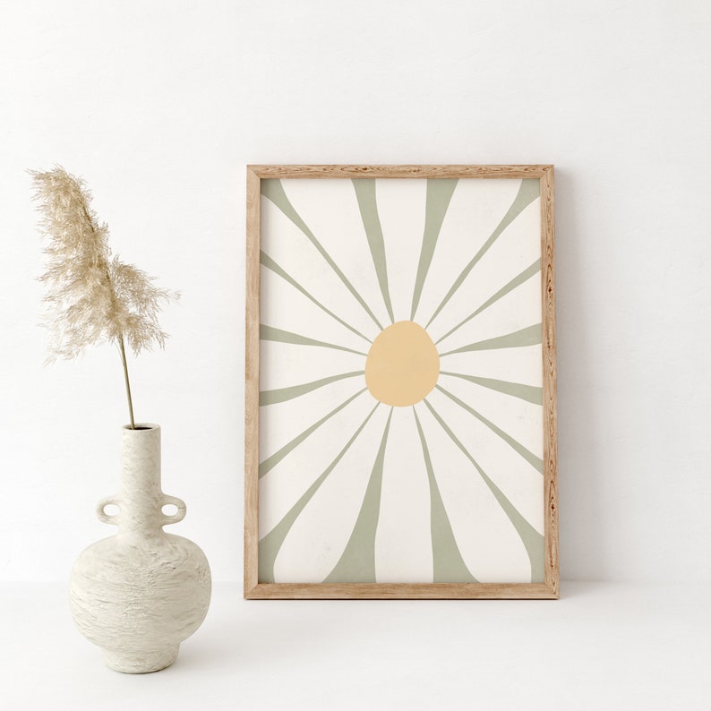Sage Green Aesthetic, Daisy Wall Art, Floral Illustration, Instant Download, Abstract Botanical, Sage Green Print, Daisy Printable Art Print image 9