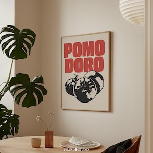 Pomodoro Herunterladbarer Kunstdruck, mediterrane ästhetische Küchenwanddekoration, Tomatenwandkunst, italienisches Essen Poster, moderne Küchenkunst | 0641
