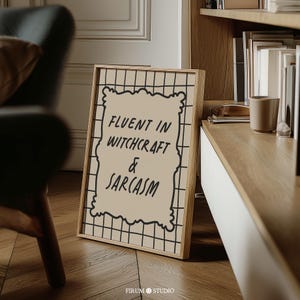 Fluent In Witchcraft Print: Funny Halloween Quote, Eclectic Typography (Digital Download)