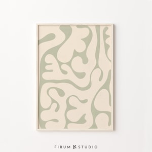Sage Green Abstract, Organic Wall Art, Danish Pastel Decor, Japandi Print, Abstract Shapes Art, Printable Pastel Wall Art, Boho Art Print