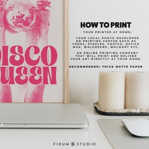 Disco Queen Pink Wall Art Printable Poster Disco Ball Print - Etsy