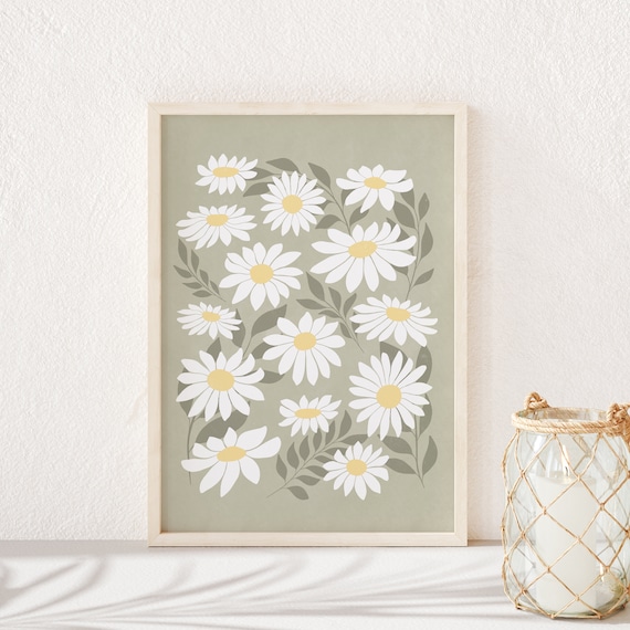 Sage Green Decor Printable Wall Art Daisy Wall Art Flowers Etsy