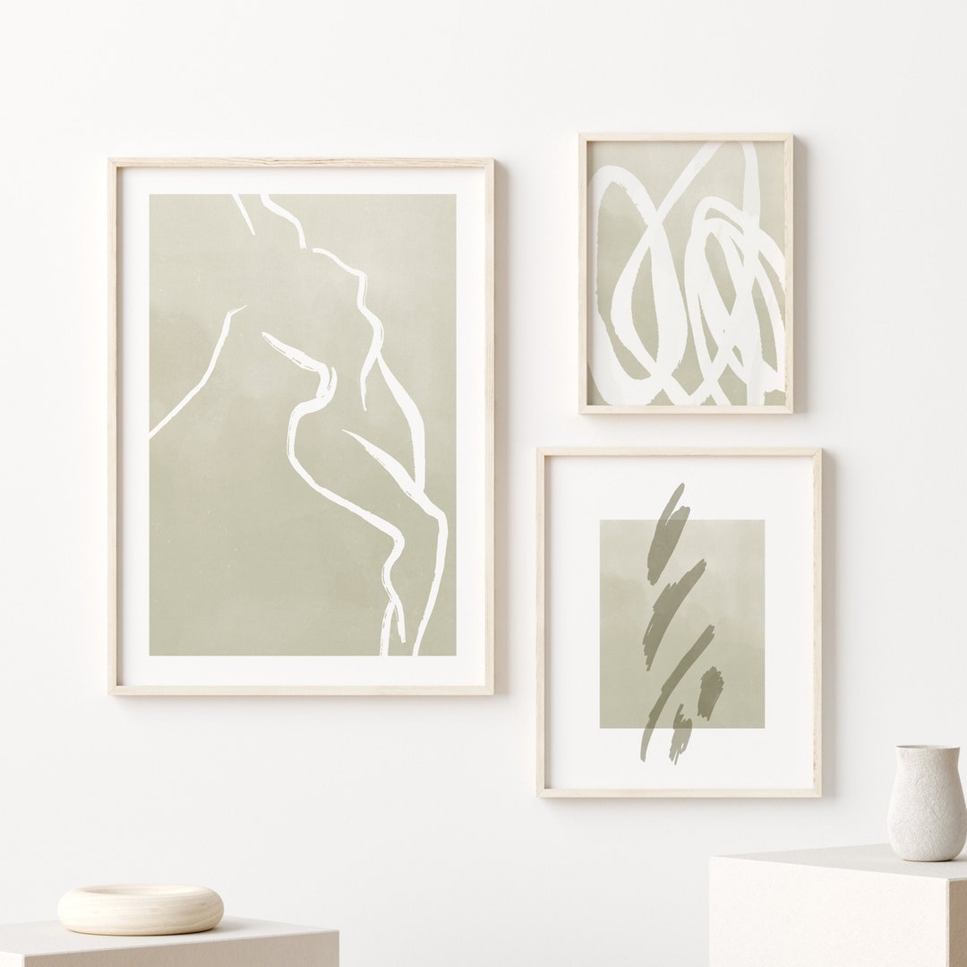 Sage Green Print Set, Wall Art Set of 3, Downloadable Print, Sage Green ...