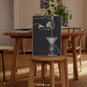 Donker esthetische barwagen afdrukbare muurkunst - moderne alcoholprint voor thuisbars | Martini-muurkunst en cocktail Happy Hour-kunstafdruk | 0513