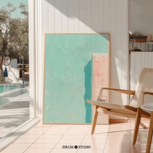 Minimalist Poolside Wall Art Printable, Pastel Summer Lounge Decor for Modern Pool House or Coastal Apartment Style | 1171