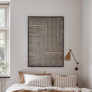 Beige Black Brush Stroke Wall Art, Digital Print, Geometric Print, Stripes Poster, Neutral Wall Art, Minimalist Abstract Line Art | 1075