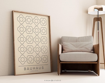 Beige and Black Bauhaus Exhibition Printable Wall Art – Museum Style Geometric Poster, Mid Century Decor | 1930