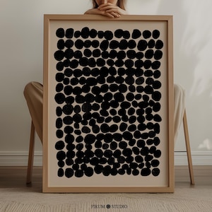Arte de parede abstrata moderna e temperamental para impressão, decoração de apartamento moderna de meados do século, impressão abstrata grande neutra, decoração de parede estética escura | 1149