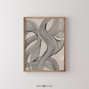 This Black Abstract Wave Art Print features bold, flowing lines that create an elegant and dynamic visual impact. The minimalist design, with its black and white color palette, perfectly fits modern and mid-century decor. Ideal for contemporary living rooms, bedrooms, or offices, this art piece brings sophistication and balance to any space. Instantly downloadable, it’s a stylish addition to any home, offering both modern charm and timeless appeal for those who appreciate minimalist aesthetics.