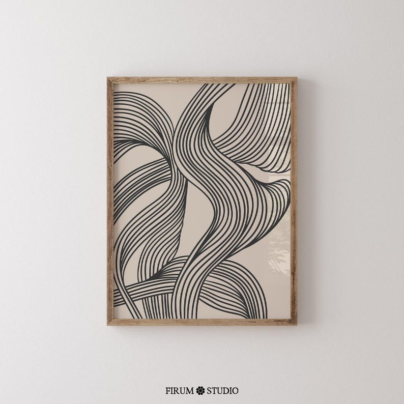This Black Abstract Wave Art Print features bold, flowing lines that create an elegant and dynamic visual impact. The minimalist design, with its black and white color palette, perfectly fits modern and mid-century decor. Ideal for contemporary living rooms, bedrooms, or offices, this art piece brings sophistication and balance to any space. Instantly downloadable, it’s a stylish addition to any home, offering both modern charm and timeless appeal for those who appreciate minimalist aesthetics.