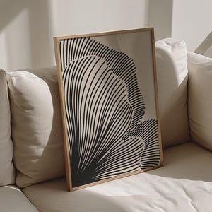 Lignes abstraites neutres, décoration murale loft moderne, impression minimale beige noir, téléchargement numérique | 0769