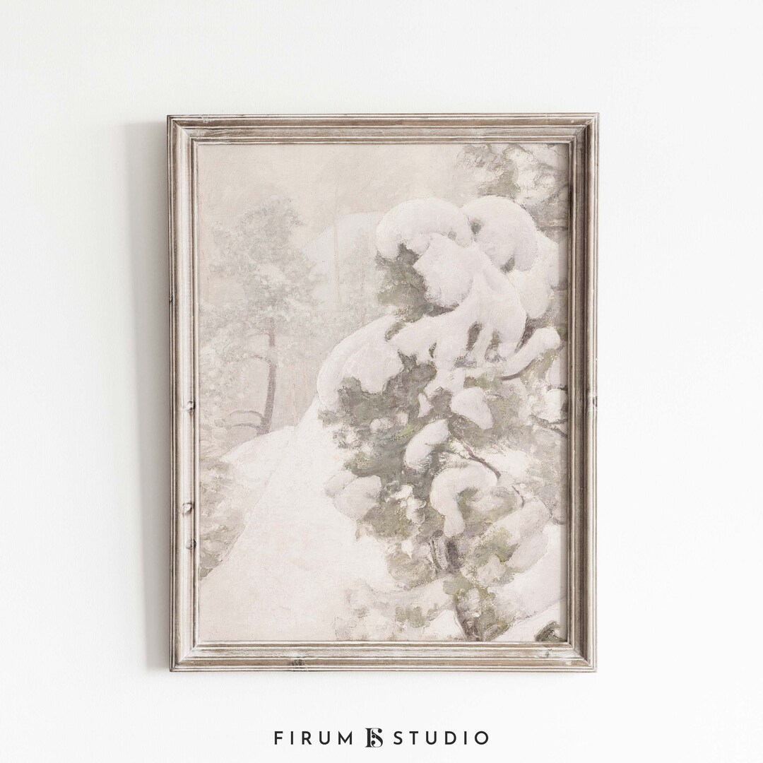 Snow Landscape Print Winter Vintage Art Printable Winter Etsy