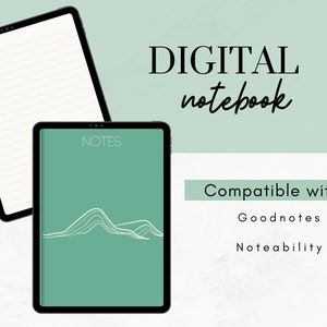 Green Digital Notebook, Digital Paper, Digital Notebook Goodnotes, Customized Notebook, Digital Notebook With Tabs, Notebook Digital Paper