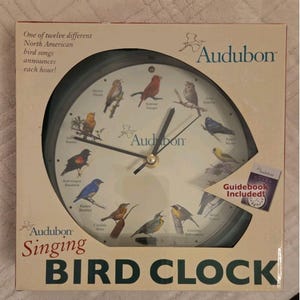 National Audubon Society Singing Bird on Hour Analog Clock Green (NEW)