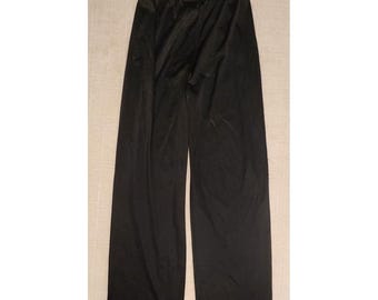 Pantalones de tricot de nailon vintage Vanity Fair, talla 34, lencería, pijama de satén sedoso negro.
