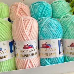 Himalaya Dolphin Baby Very Soft Chenille Plushie Yarn, Super Soft Crochet Amigurumi Yarns, Velvet Chenille Yarns, Super Bulky Velvet Yarns