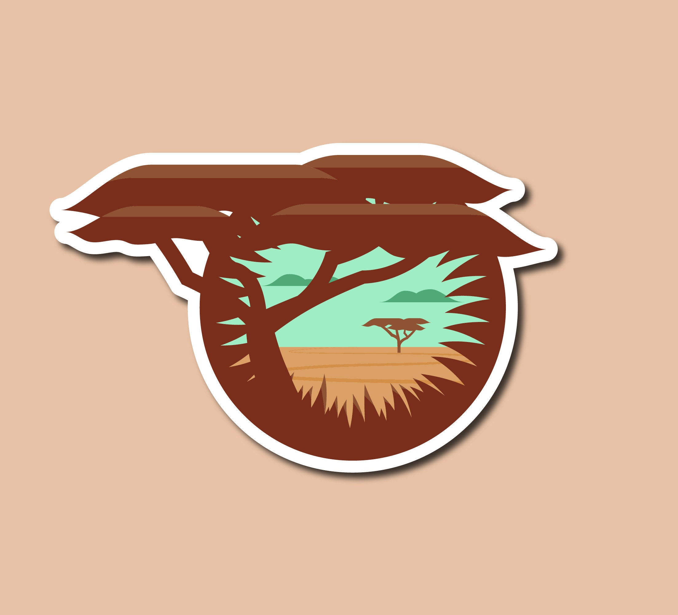 Savanna Biome Sticker Safari Tour Vinyl Sticker African Landscape Wild