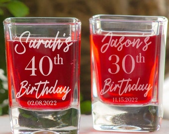 Happy Birthday Shot Glass, Square Shot Glass, Shot Glasses for Birthday, Laser Engraved Shot Glass, Shot Glass Party Favors, Birthday Favor