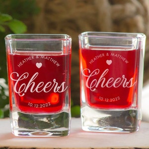 Custom Wedding Shot Glasses, Wedding Shot Glasses, Wedding Favors, Personalized Laser Engraved Square Shot Glasses, Wedding Shot Glass