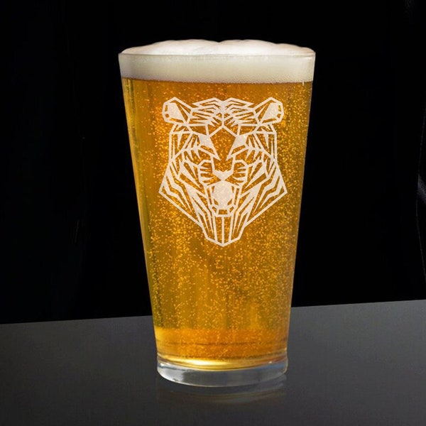 Tiger Beer Glass, Tiger Glasses, Animal Beer Glass, Beer Gift, Beer Glass Gift, Pet Lover Beer Glass, Animal Lover Beer Glass