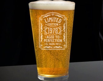 Aged to Perfection Beer Glass, Beer Glass, Birthday Beer Glasses, Beer Lover Gift, Beer Glass Gift, Beer Gifts