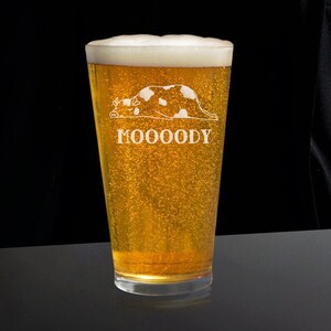 Moooody Beer Glass, Cow Glasses, Animal Beer Glass, Beer Gift, Beer Glass Gift, Pet Lover Beer Glass, Animal Lover Beer Glass