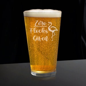 Zero Flocks Given Beer Glass, Flamingo Beer Glasses, Animal Beer Glass, Beer Gift, Beer Glass Gift, Bird Lover Beer Glass