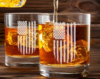 Distressed American Flag Whiskey Glass