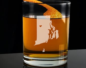 Personalized Rhode Island State Whiskey Glasses, Rhode Island Glass, Rhode Island Whiskey Glass, Rhode Island Gift, Rhode Island Fan