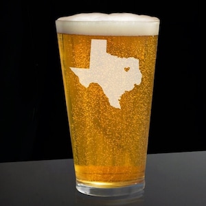 Personalized Texas State Beer Glasses, Texas Glass, Texas Beer Glass, Texas Gift, Texas Fan