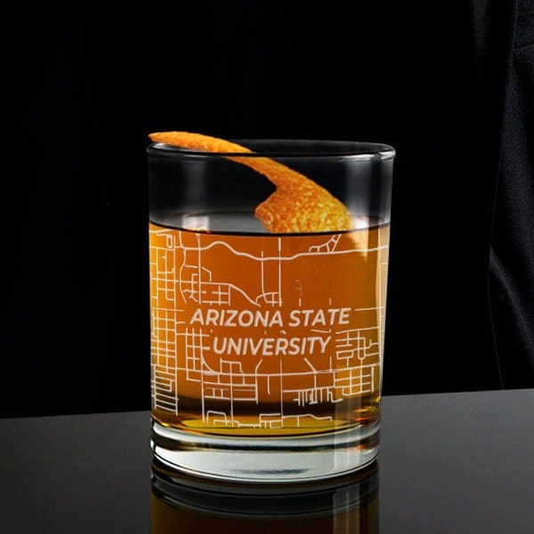 Arizona State Whiskey Glass, State College Whiskey Glasses, College Glass, Gift for Students, College Gifts, Graduation Gifts, Map
