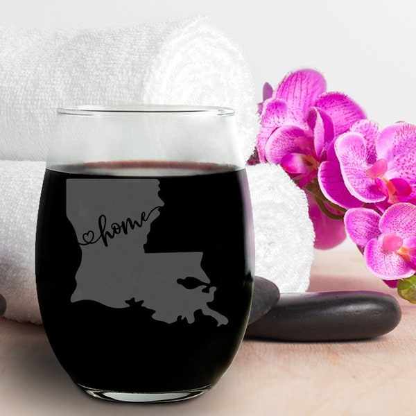 Louisiana State Wine Glasses, Louisiana Glass, Louisiana Wine Glass, Louisiana Gift, Louisiana Fan, State Of Louisiana