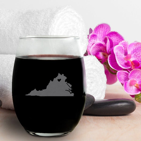 Personalized Virginia Wine Glasses, Virginia Glass, Virginia Wine Glass, Virginia Gift, Virginia Fan, State Of Virginia