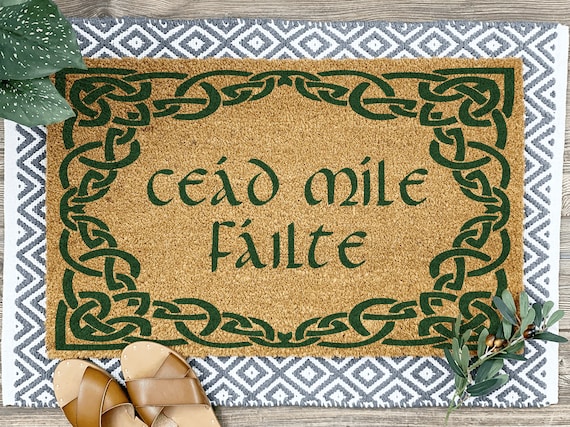 Cead Mile Failte Welcome Mat, Housewarming Gift, Home Decor, Front Door, Home Doormat, Last Name Door Mat, Custom Door Mats, Outdoor